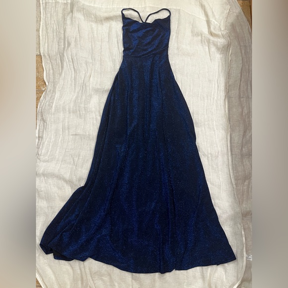 Sparkly Royal Blue Formal Maxi Dress - Picture 3 of 7